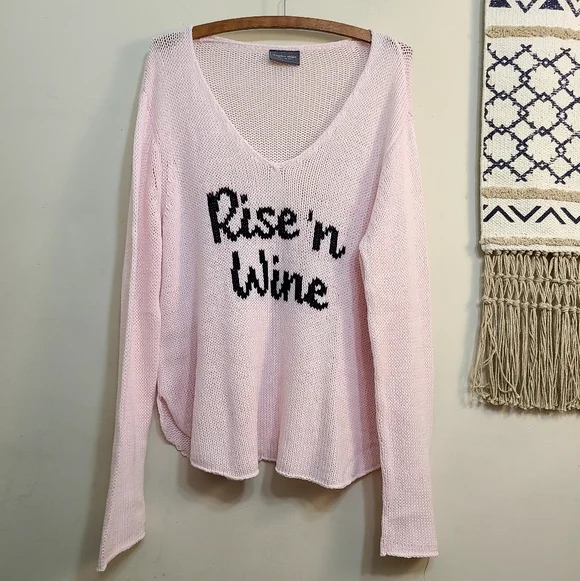Wooden Ships Rise & Wine Cotton Sweater In Caprice Pink/Black Size XL - Picture 5 of 8
